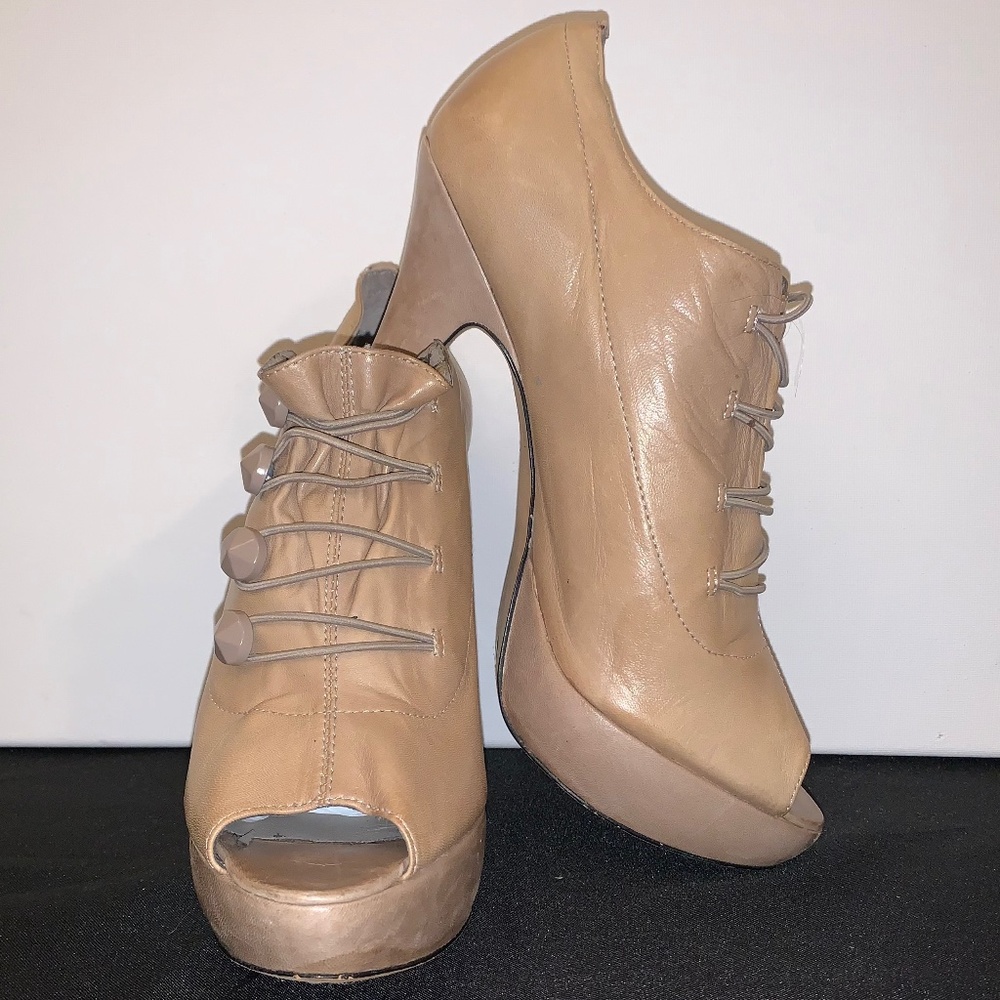 Vince Camuto Leather Peep-Toe Heels